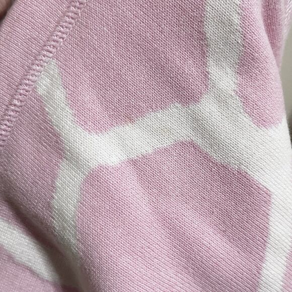 Pottery Barn Kids Pink White Giraffe Print Baby Blanket 100% Cotton Knit PBK - Picture 12 of 12